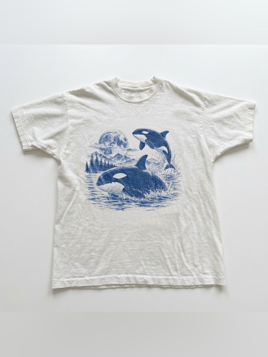 Gildan Other - Old School Orca Graphic Tee Moonlit Ocean Animal Shirt Retro Coastal Nature Tee